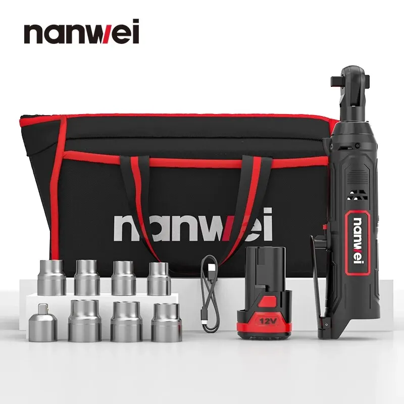 Nanwei Mini Ratchet Wrench Truss 45NM Electric Wrench Angle 12V Fast Right Angle Charging Line Frame Driver Set