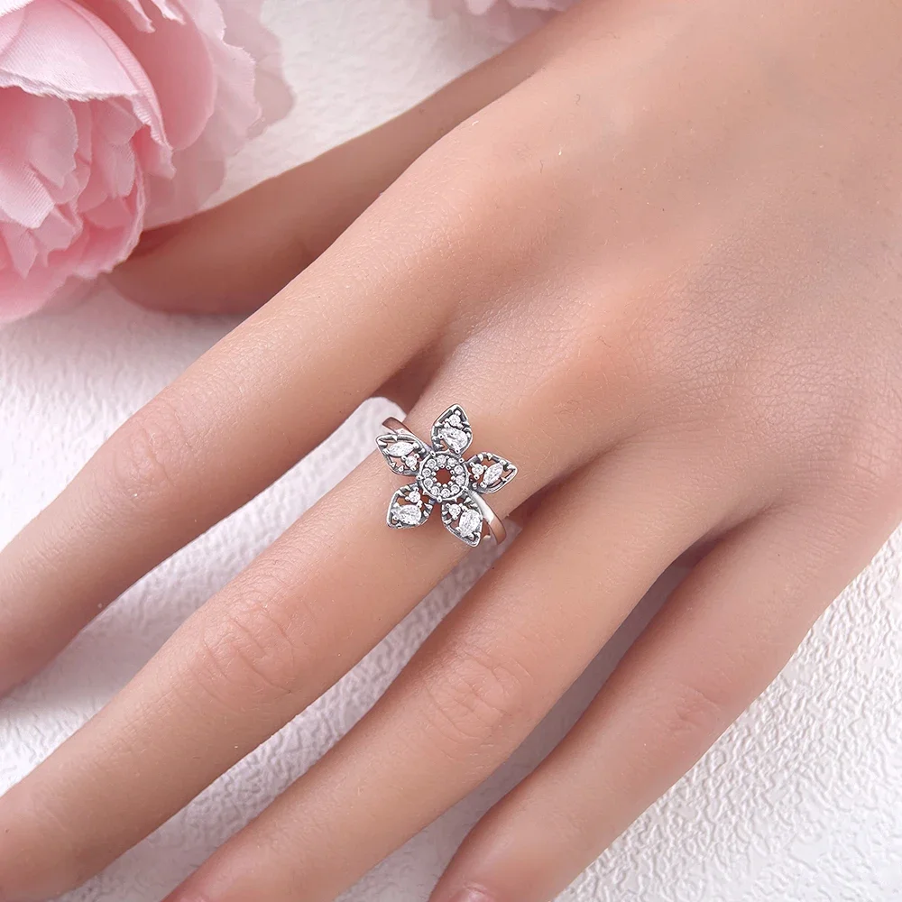 Sterling Silver 925 Romantic Pink Zircon Bow Ring and Earrings Original Jewelry Set For women's high-end fine jewelry gift