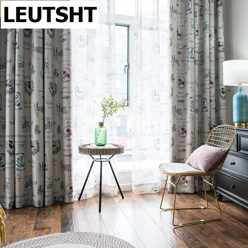 

Simple European Curtains for Living Dining Room Bedroom American Pastoral Modern Style Curtain and Tulle Customized Products