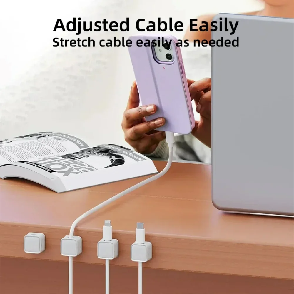 1/3/6 PCS Cable Organizer Magnetic Cable Organizer Cable Clips Management Wire Keeper Wall Data Winder Adjustable Cord Holder Under Desk