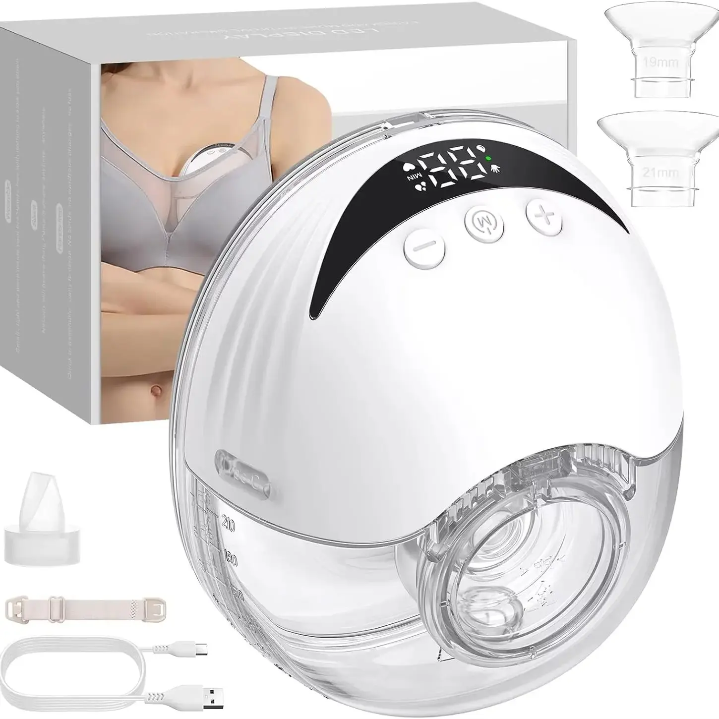 Wearable Breast Milk Pump Silicone LCD Display Hands-free Electric Breast Pump Portable Comfortable Novice Mothers