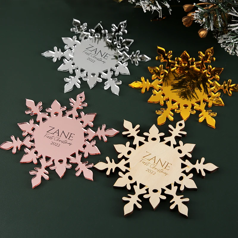 Christmas Decorations Snowflake Name Personalized Wood Ornament Christmas Gifts Ornament Personalized Ornaments