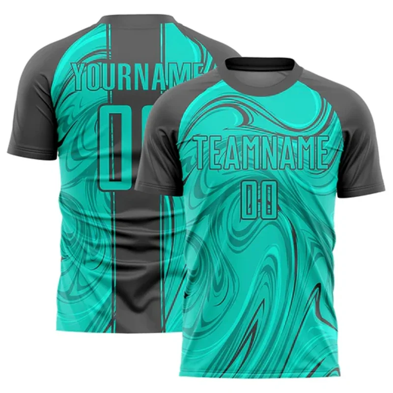 Stampa 3D Nome personalizzato T-shirt da calcio Abbigliamento da uomo Personalità Nome della squadra personalizzato Logo T-shirt a maniche corte Estate Nuova maglietta
