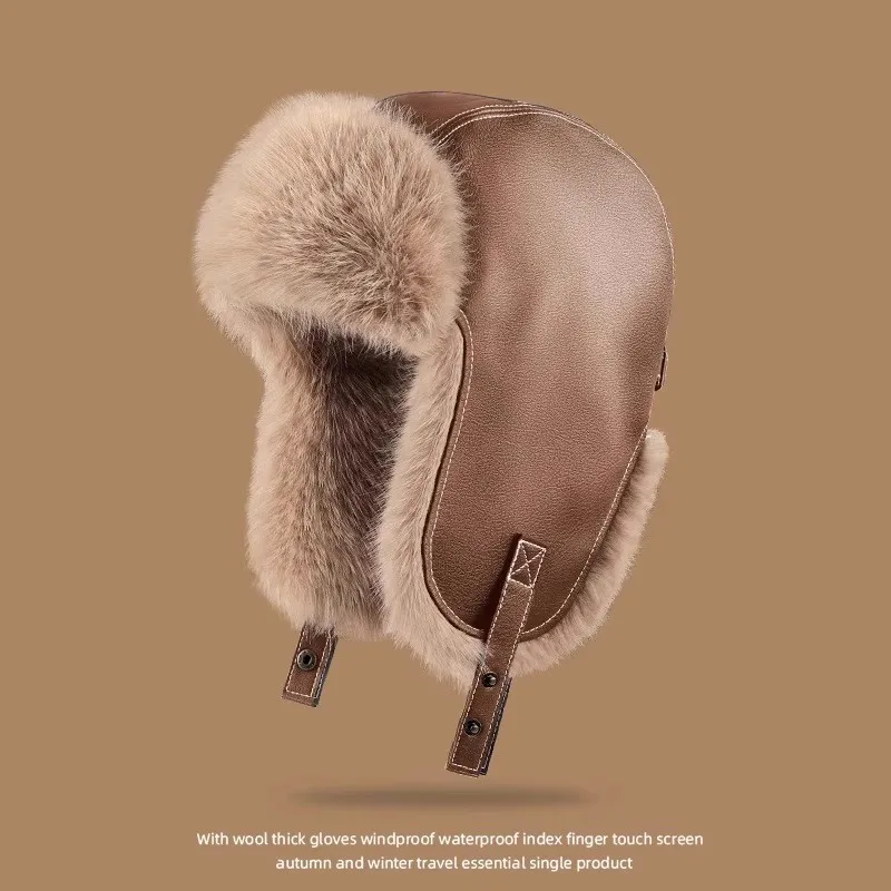 Men's Winter Trapper Aviator Trooper Earflap Warm Russian Waterproof Ski Hat Bomber Cap Russian Warm Ear Protectors Hats