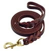 1.2-2.1m Dogs Leads with Hook Genuine Leather Leash Pet Walking Training Brown Black Colors for Medium Pet Shepherd Greyhound 2