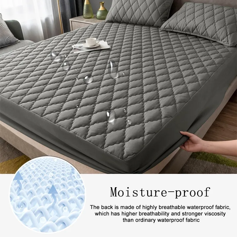 Waterproof Mattress Pad Protector Thickened Cotton Double Elastic Fitted Sheet Bed Covers Anti-slip Pad for Bed 160x200 180x200