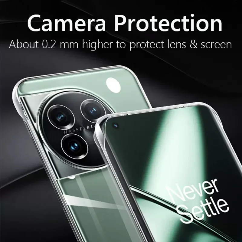 Frameless Slim Clear Hard Back Cover Case On For OnePlus 11 12 11R 10 Pro ACE Pro 10T 10R Racing 5G ShockProof Coque Phone Cases 3