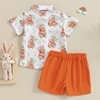 0-4Y Toddler Boys Easter Outfits Carrot Rabbit Print Bow Tie Short Sleeve Shirts Tops and Shorts Sets Kids Summer Clothes 4