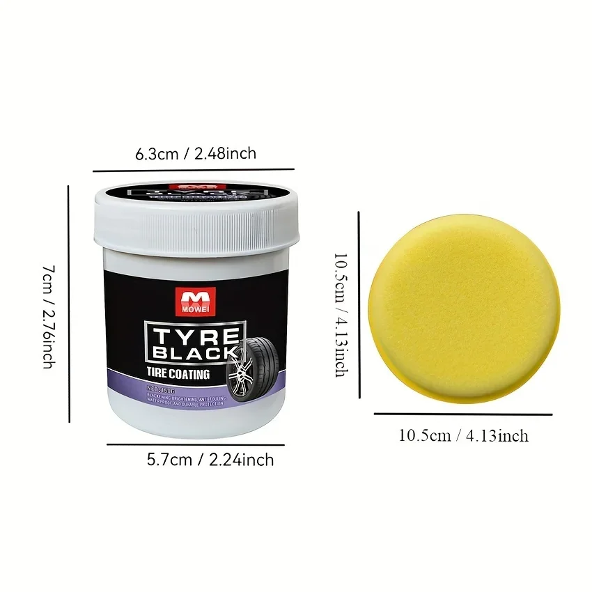 Tire Blackening Coating Wax-Hydrating Luster and Protection, Anti-Aging Tire Care Coating with Sponge Applicator