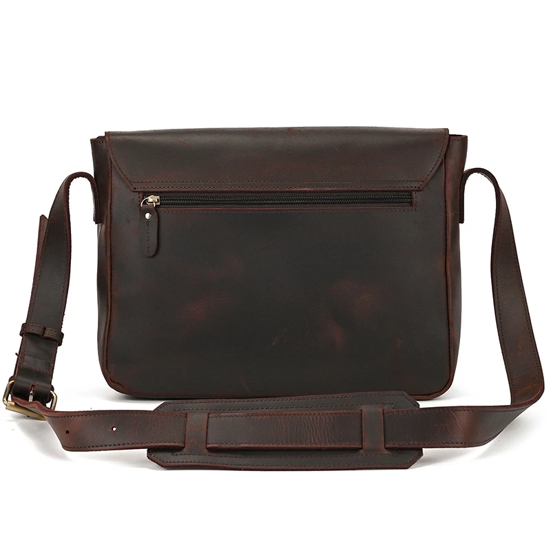 Retro Genuine Leather Men Laptop Bag Leather Shoulder Bag Business Office Bags Brown Male Laptop Portfolio Case Messenger Bag 6