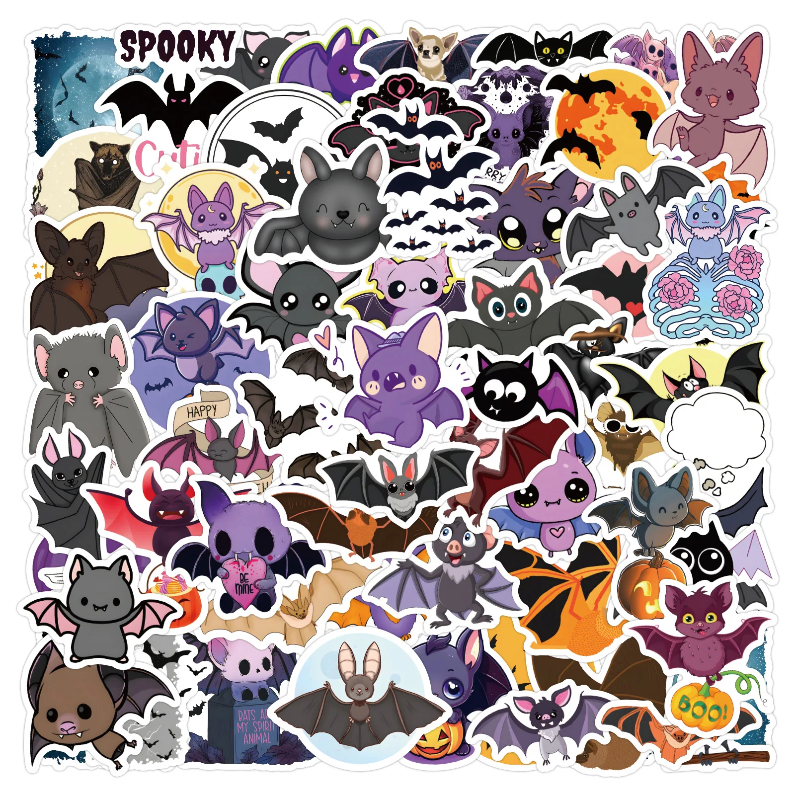 10/60PCS Bat Cartoon Aufkleber Halloween Graffiti Aufkleber Niedliche Tier Dekoration Kinderspielzeug Laptop Gitarre Auto Fahrrad Aufkleber