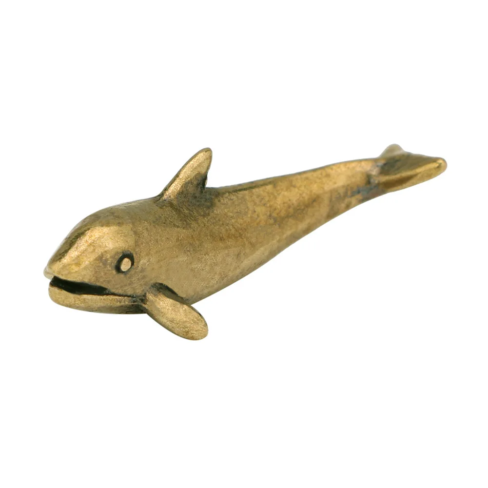 

Solid Brass Dolphin Figurines Vintage Sea Animal Small Statue Desktop Decorations Crafts Collections Figurine Miniatures Tea Pet