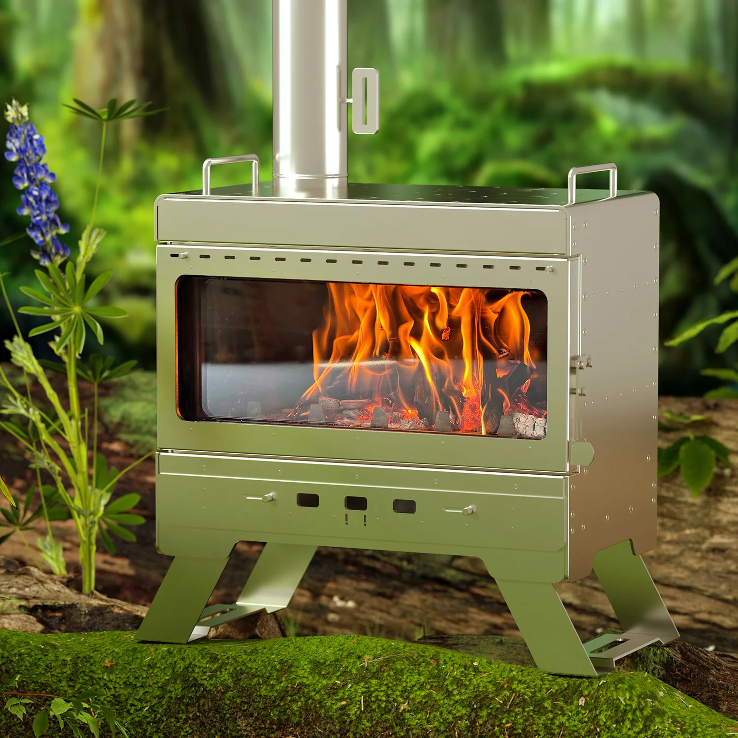 Camping Wood Stove With Roll Chimney Damper Hot Tent Stove Oven Portable  Backpack Firewood Burner Outdoor Folding Burning Stove - AliExpress