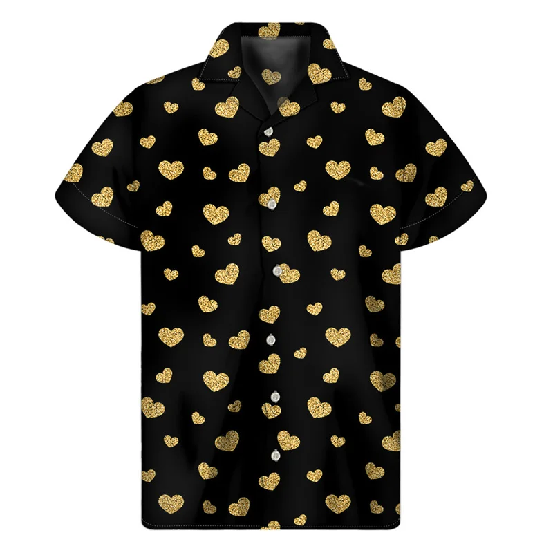 thumbnail image 1 of Camisa hawaiana con estampado 3D de corazones de amor popular para hombres y mujeres, camisas hawaianas de verano, blusas de manga corta con botones y solapa de calle, 1 of 5