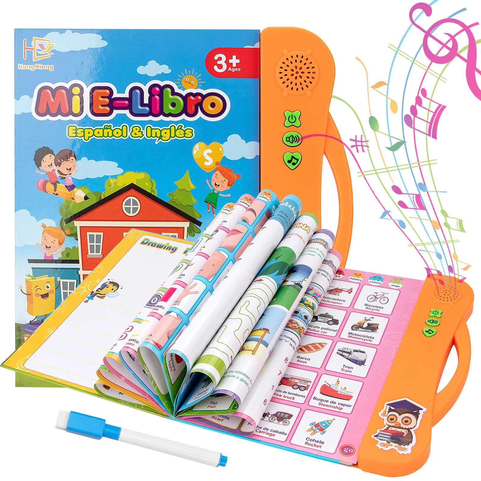 English Spanish Language Reading Book Multifunction Reading Machine Learning for Kid Early Education E-Book Teaching Toys Gifts 4