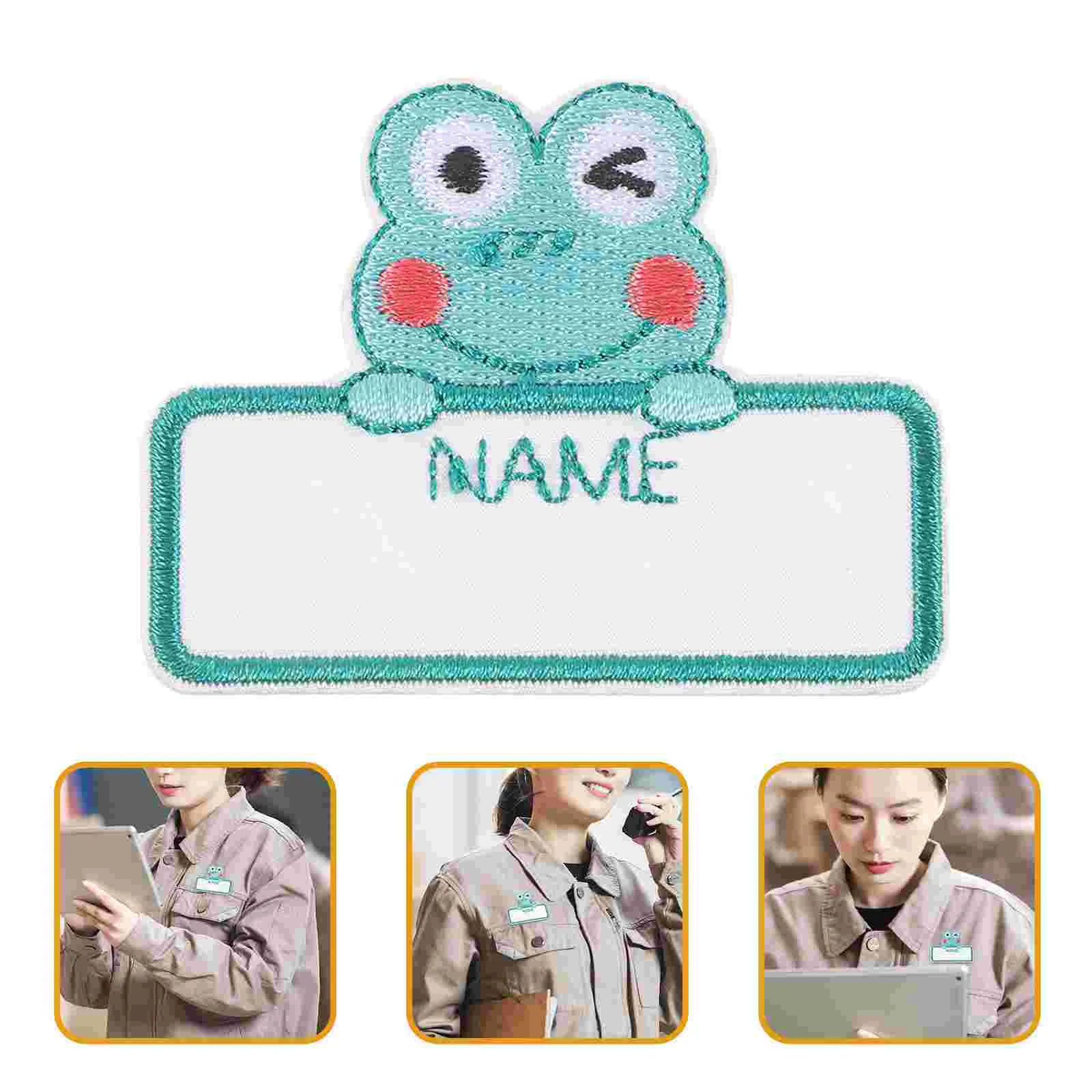

10 Pcs Cartoon Frog Name Sticker Badge Clothing DIY Sewing Supplies Small Iron Tags Labels Daycare for