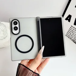 Matte Frosted Semi - Transparent Slim Phone Case with Magnetic Ring Cover for Galaxy Z Fold 8 Ultra (Black)