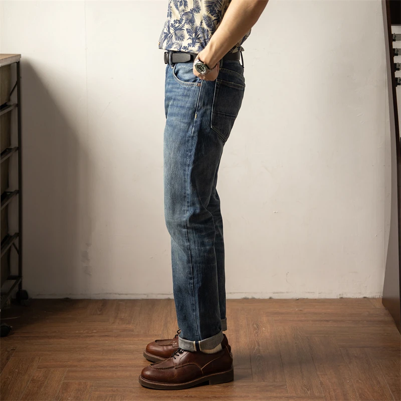 Red Tornado 16Oz Slim Straight Jean Light Wash Distressed Selvedge Denim 511 Shape