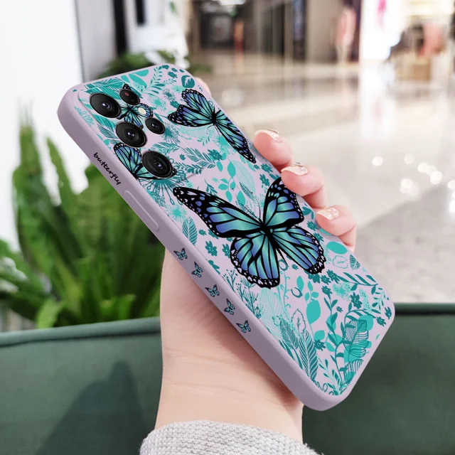 Aurora Butterfly Phone Case For Samsung Galaxy S22 S21 S20 Ultra Plus FE S10 S9 S10E Note 20 ultra 10 9 Plus Cover Light Purple 2