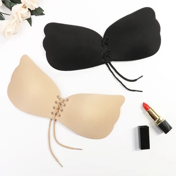 Seamless Self Adhesive Fly Bra Women Push Up Bras Wedding Party Stick Invisible Silicone Chest Paste Reusable Summer Plus Size 1