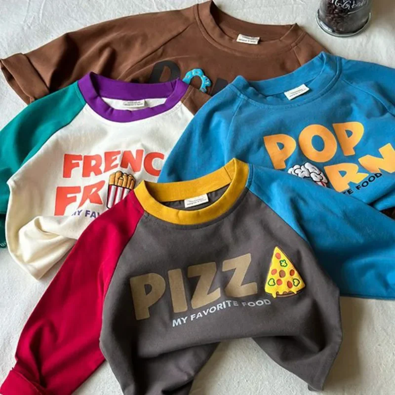 Children T Shirts for Kids 1-10years Long Sleeve Girls Tops Boys Tees School Baby Blouse Toddler Outerwear children t shirt