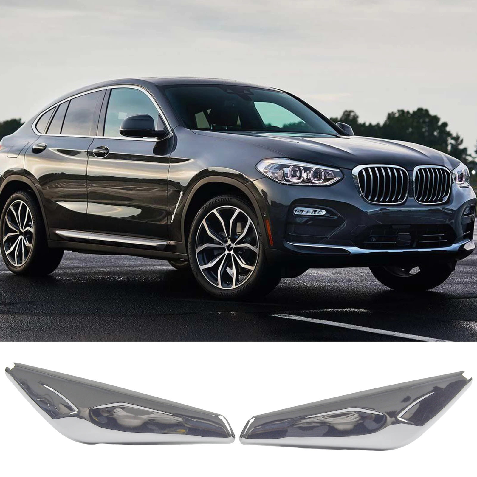 BMW용 크롬 마감 처리된 펜더 앞 좌우 사이드 커버 2개 세트, X3 F25 및 X4 F26 호환