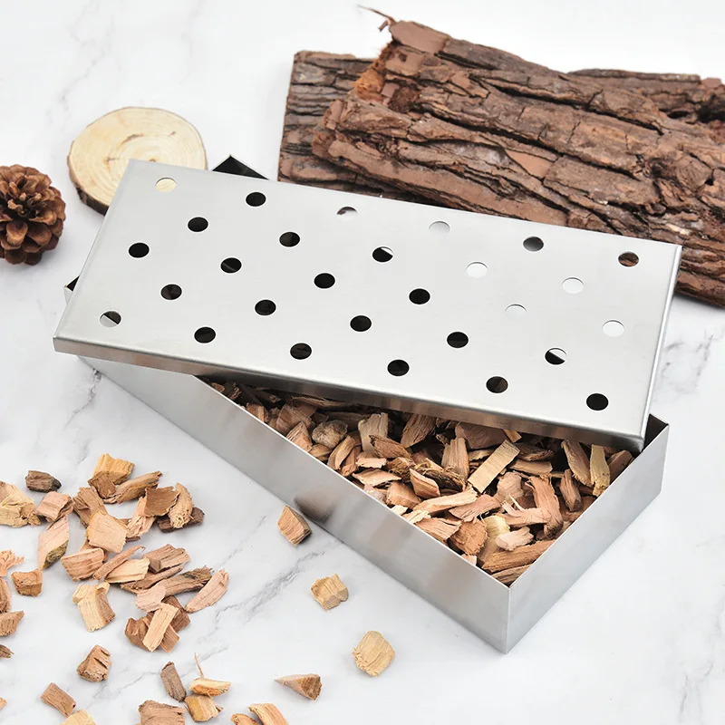 Gas Grill Smoker Box Stainless Steel Smoker Box For Garden Flavor Wood Chips Barbecue Accessories