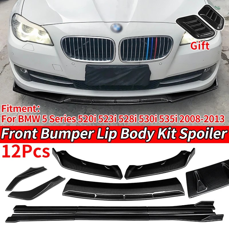 

Car Front Bumper Splitters Lip Body Kit Spoiler Side Skirts Extensions Wrap Angle For 2008-2013 BMW 5 Series F18 F10 528i 530i