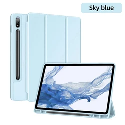 Premium Tri - Fold Stand Tablet Case with Pencil Holder - TPU Protective Cover for Tab S10FE 11in 2025 (Sky blue)