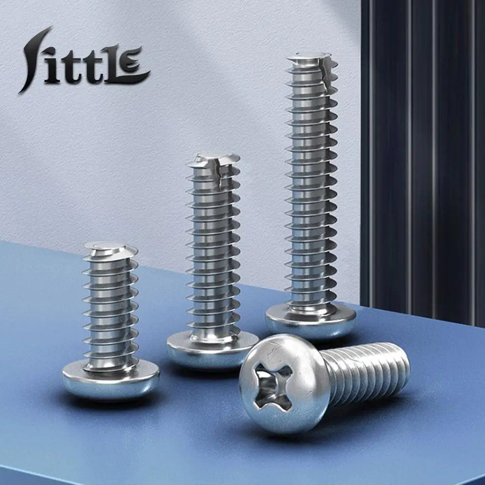 

304 Stainless Steel Cross Round Head Flat Head Small Bolt M4 M5 M2 M2.3 M2.6 M3 M3.5 M4 Mini Flat Tail Self-Tapping Screws Vis