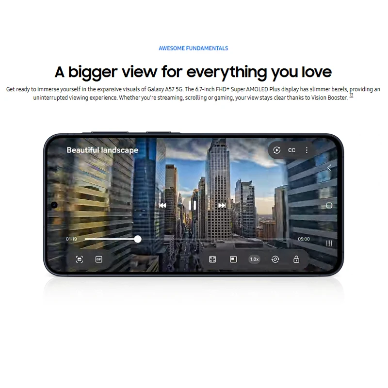 هاتف Samsung Galaxy A57 5G بشاشة Super AMOLED وكاميرا 50 ميجابكسل