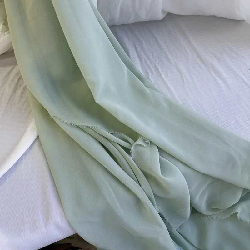 Elegant Avocado Green Semi-Transparent Chiffon Veil & Decorative Curtain Fabric