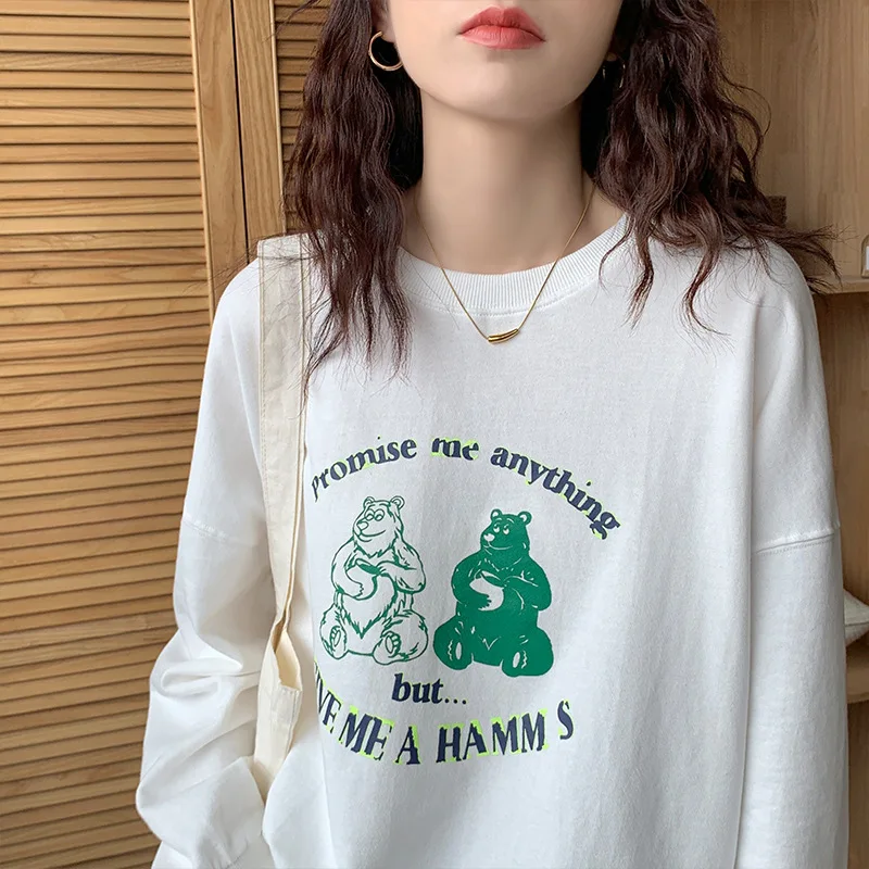 2022 Spring Autumn Sweatshirt Women New Fashion O-neck Thin Sweatshirt K-pop Long Sleeve Pullovers Loose Clothes