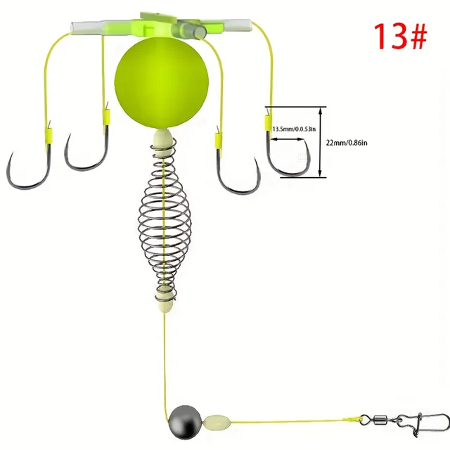 Fishing Bait Cage Set with Carbon Steel String Hooks Anti Winding Float Group Feeder Sinker Complete FishingTackle 3#5/7/9/11/13 5
