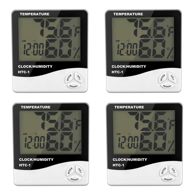 

4X Digital LCD Room Electronic Temperature Humidity Meter Thermometer Hygrometer Weather Station Alarm Clock