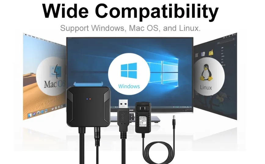 SATA to USB 3.0 Cable Adapter USB 3.0 to SATA External Hard Drive Converter With EU/US/UK Power Supply For 2.5