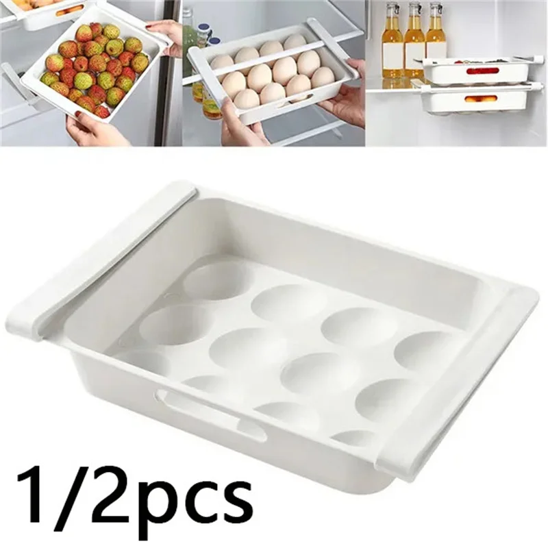 

1/2pcs Refrigerator Drawer Type Egg Fruit Vegetable Storage Box Organizer Shelf Fridge Storage Basket Kitchen Accessories