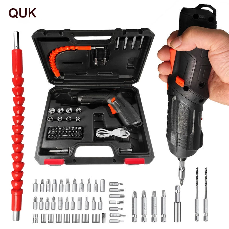 QUKElectricScrewdriverSetRechargeableCordlessImpactDrillMini