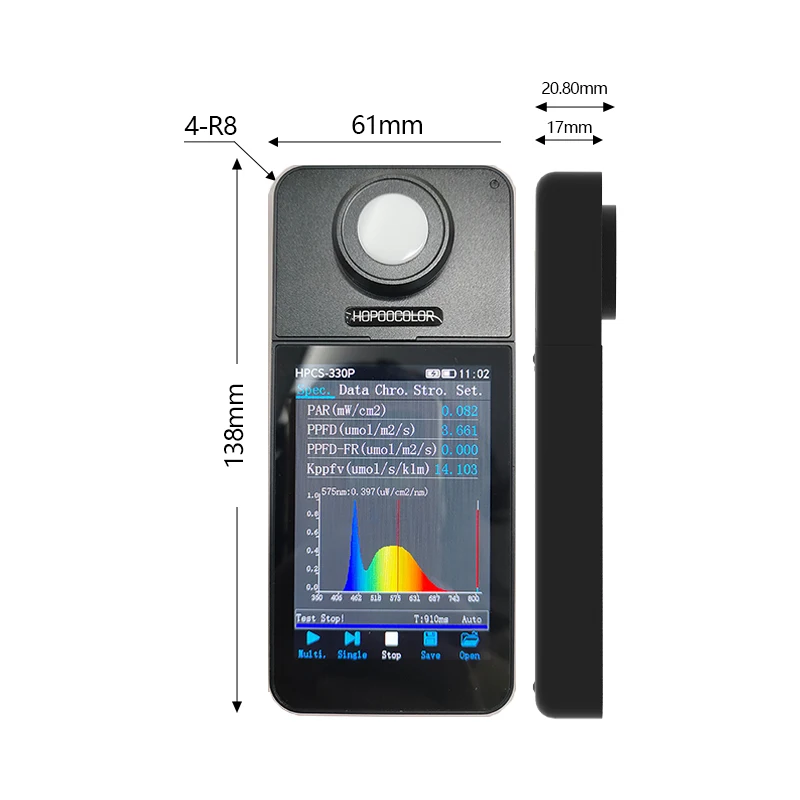 HPCS330P Spectrometer Light Spectrum Analyzer PPFD PAR Meter Wireless Bluetooth Connection
