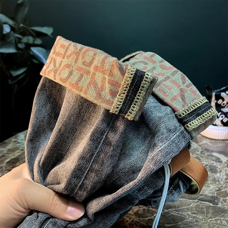Stylish streetwear Korean style Luxury Denim Jeans for Men Casual Design with Thicker Fleece Designer boyfriend classic jeans