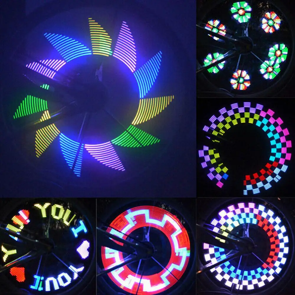 Bike Wheel Light Waterproof Bicycle Spoke Light Safety Tire Lights 32 Different Patterns Change Without Battery Bike Accessories