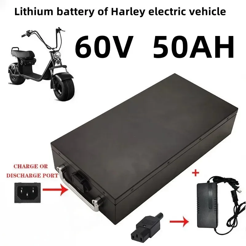 New Full Capacity Power 18650 Lithium Battery 60V20ah-60ah Lithium Battery Pack Suitable for 250-2000W+Lithium Battery Charger