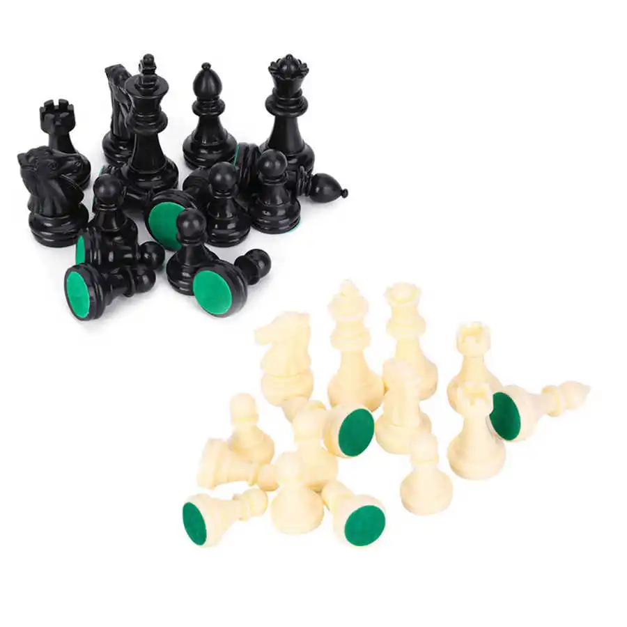 64/77mm Plastic 32 Medieval Chess Black&White Complete World Chess Set International Word Game Entertainment Checkers