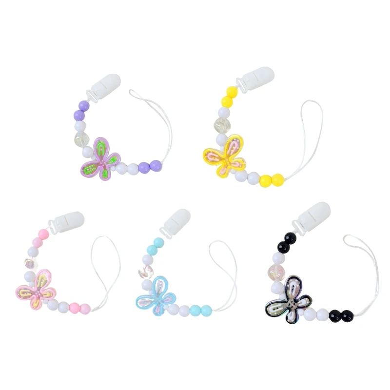 

Pacifier Chain Holders Butterfly Teething Clips Infant Toddlers Newborn Teether Toy Soother Chain Pacifier Strap Clips 69HE