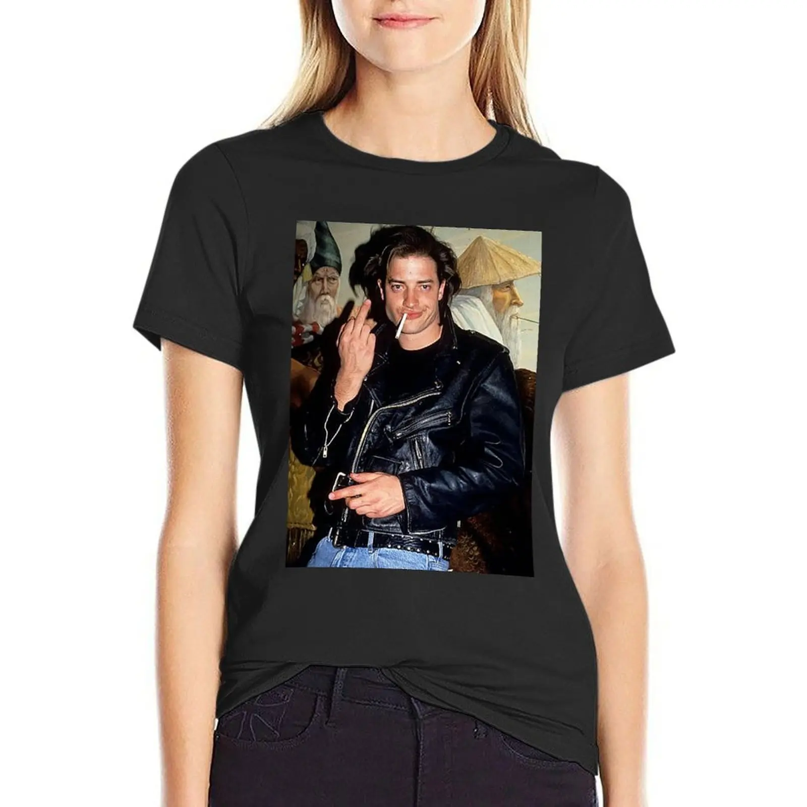 

R U D E - Friendly Brendan Fraser T-Shirt t-shirt dress for Women graphic t-shirt dress for Women long