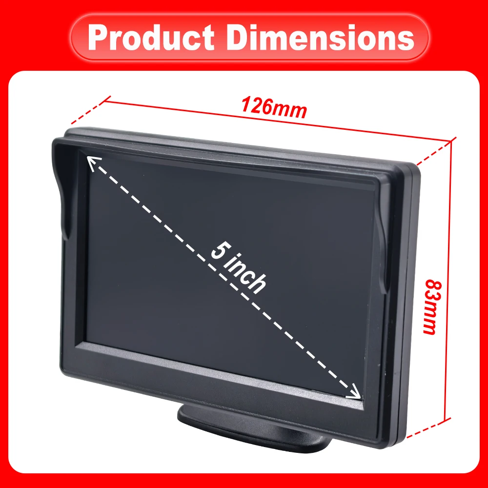 Monitor per auto da 5 pollici AHD TFT 1080P con telecamera di retromarcia integrata nella luce freno per Ducato, Ram ProMaster, Peugeot Boxer, Citroen Jumper - immagine 5