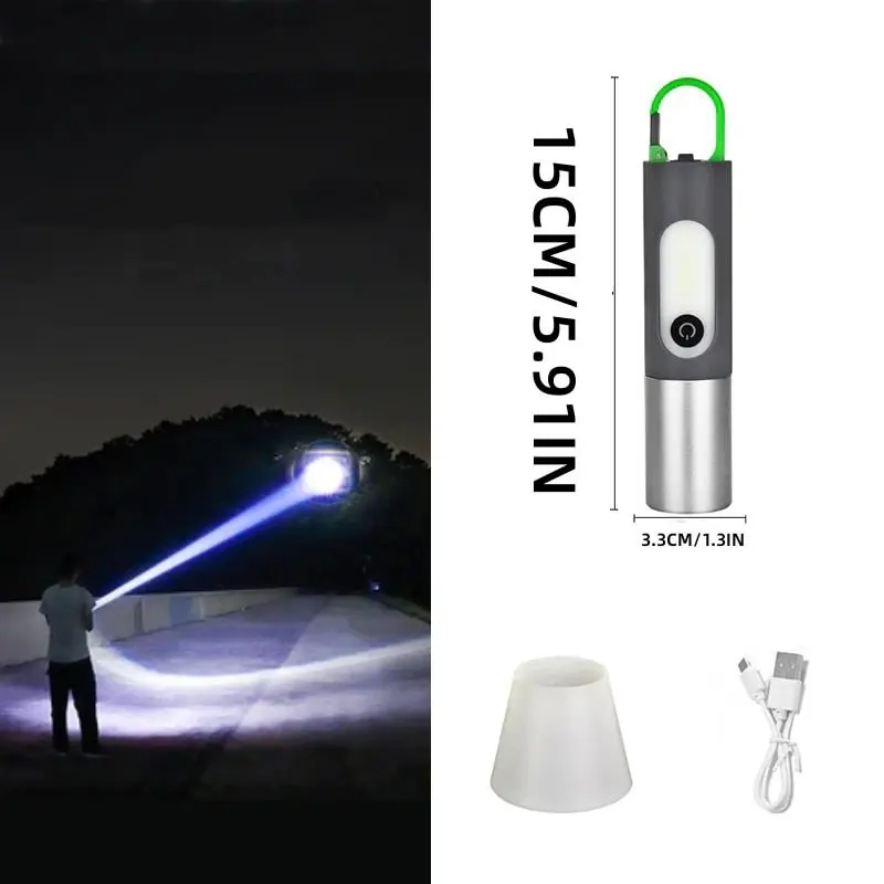 

Портативный мощный мини-фонарик, USB Перезаряжаемый брелок, работа, фонарик для кемпинга на открытом воздухе, водонепроницаемый светодиодный фонарик