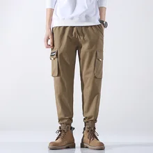 

Cargo Pants Men's2022Spring New Trendy Track Pants Solid Color Ankle Banded Slacks Harem Pants Overalls Youth