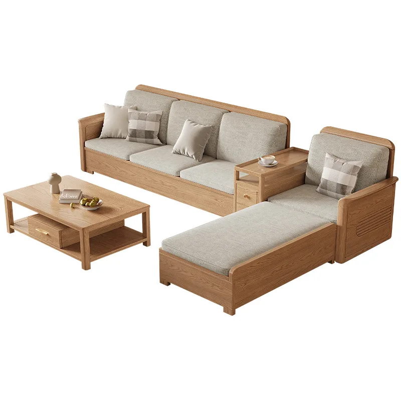 Nordic ash wood solid wood sofa combination fabric sofa modern simple large and small apartment living room - Image 5