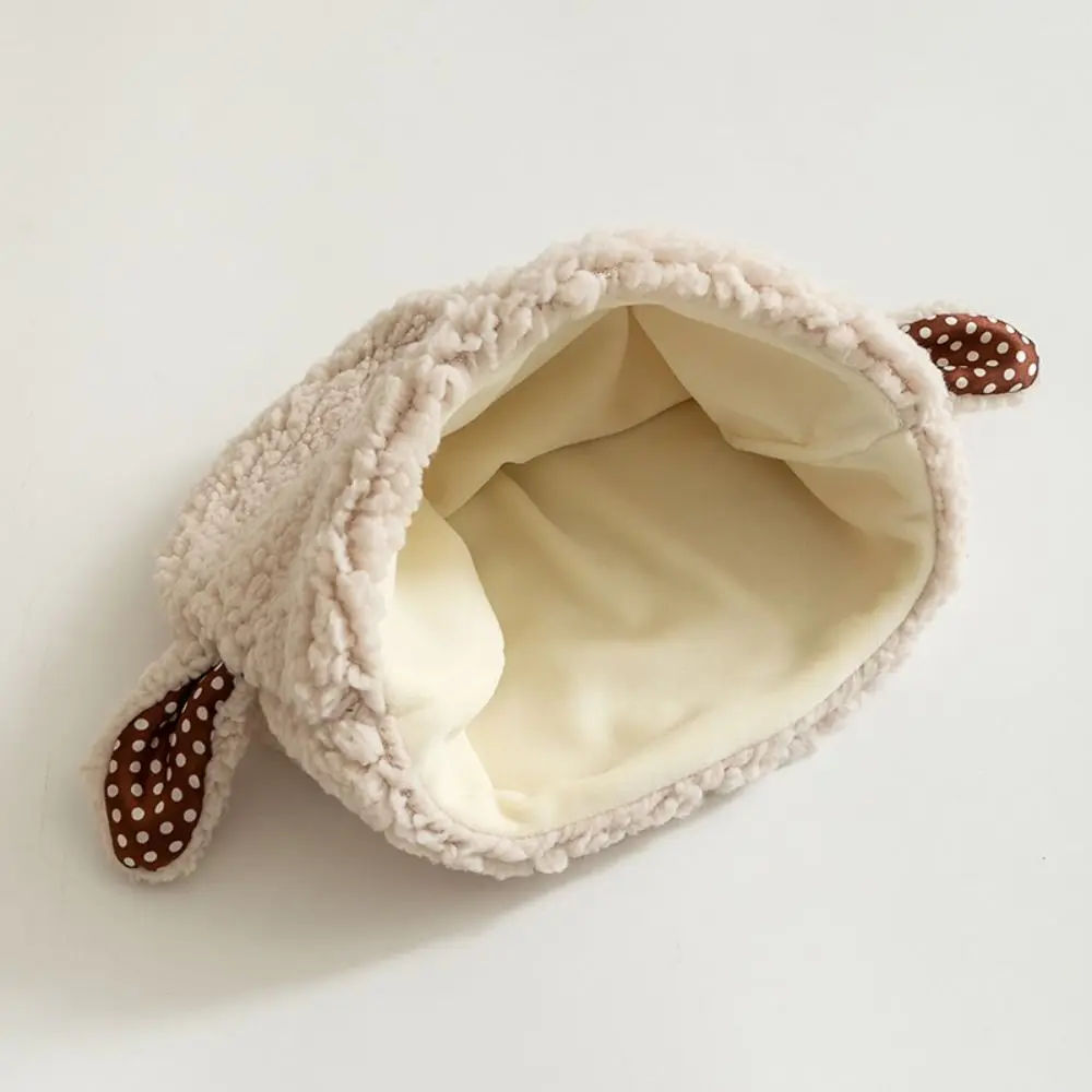 All-match Korean Style Cute Sheep Hat Cloth Accessories Cartoon Children Lamb Hat Plush Muffler Faux Fur Bucket Hat Girls